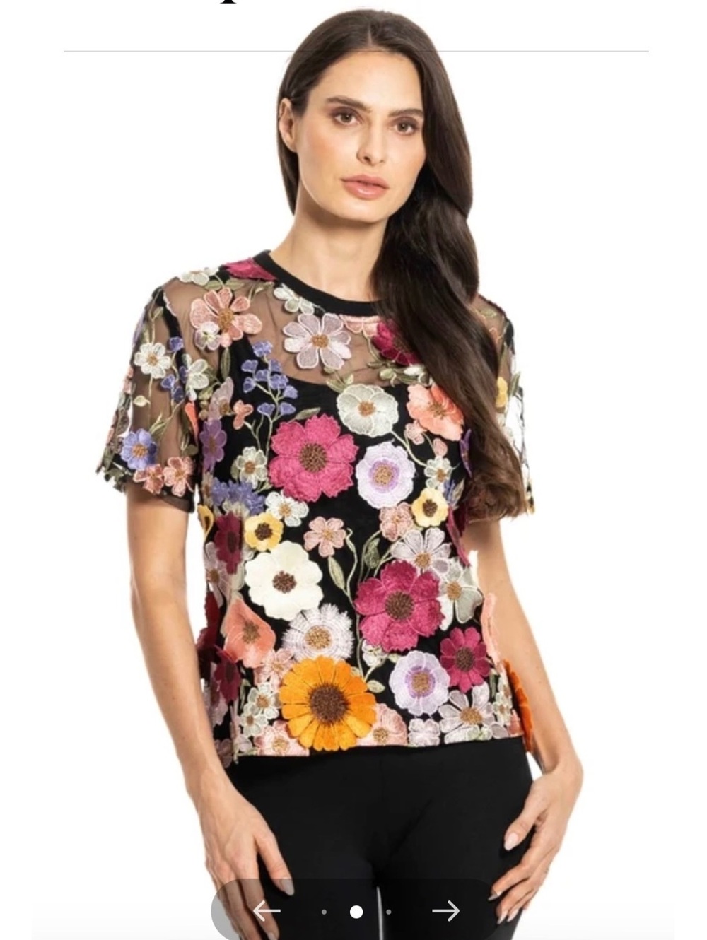 Adore Floral Embroidered Lace Top Women’s Size M